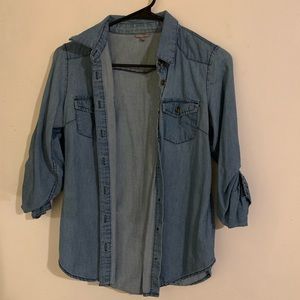 small charlotte russe denim 3/4 sleeve blouse